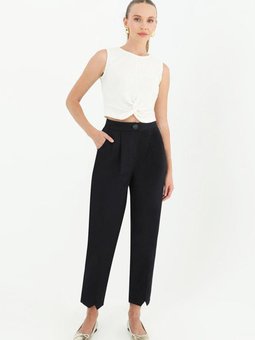 Siyah Koton Pensli Pantolon