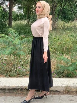 Siyah Tensel Uzun Etek