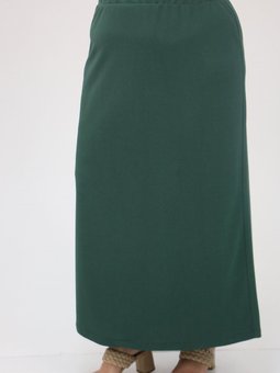 Zümrüt Yeşili Büyük Beden Scuba Uzun Kalem Etek