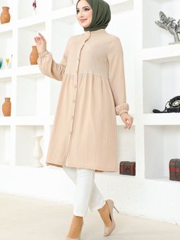 Düğmeli Tunik Msl217 Vizon