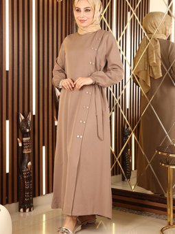 Düğmeli Yandan Bağlamalı Ferace Vizon 19133