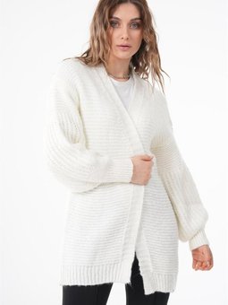 Balon Kol Ekru Örme Hırka