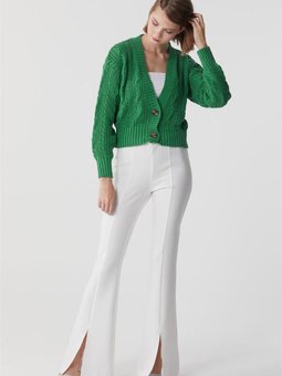 Çift Düğmeli Kısa Yeşil Hırka