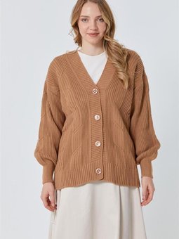 Desenli Camel Hırka