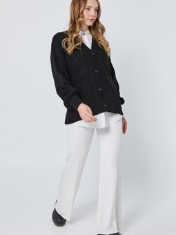 Desenli Siyah Hırka