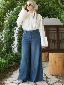 1162 Denim Pantolon Etek Koyu Mavi