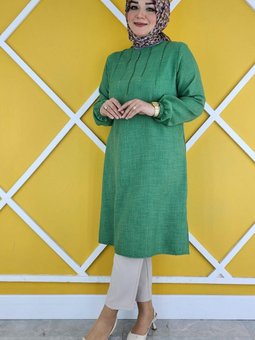 Kadın Nervür Dikim Taş Detaylı Tesettür Tunik