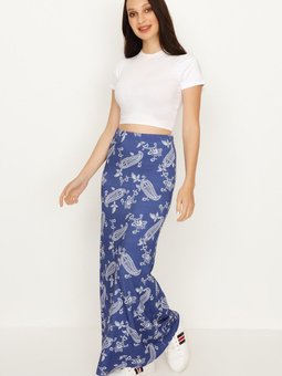 Blue Leopar Desenli Uzun Etek