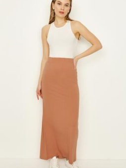 Brown Örme Uzun Etek