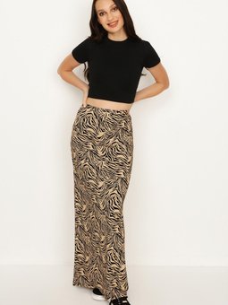 Desenli Leopar Uzun Etek