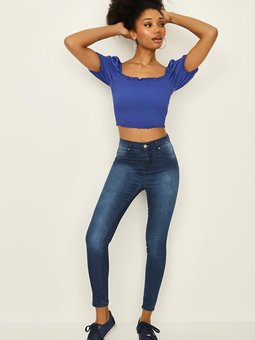 Lacivert Yüksek Bel Skinny Pantolon