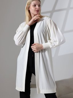 Yumuşak Dokulu Penye Balon Kol Büzgülü Esnekjakarlı Uzun & Hırka