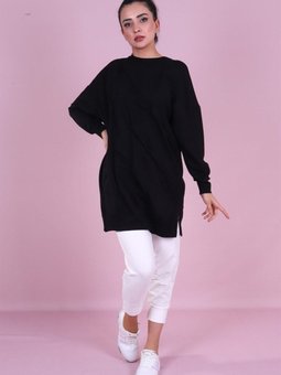 30644 Bisiklet Yaka 2 Iplik Tunik Siyah