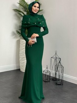Tasarım Abiye Elbise Zümrüt Yeşili