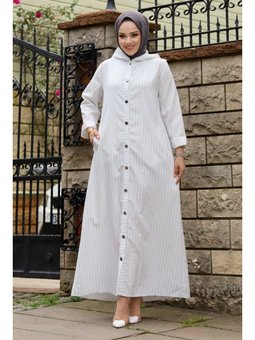 Ahsen Boydan Düğmeli Beyaz Kap