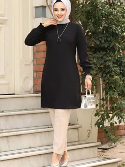 Kolu Dantel Detaylı Kolyeli Tunik Tsd240408