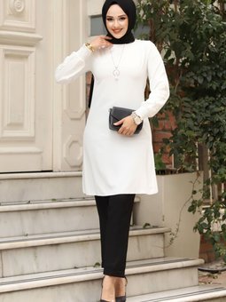 Kolu Dantel Detaylı Kolyeli Tunik Tsd240408