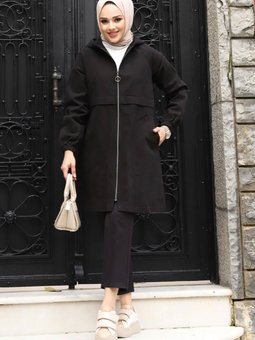 Pat Detaylı Fermuarlı Kot Kap Tsd240225 Siyah