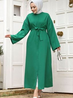 Yarasa Kol Beli Kuşaklı Ferace Tsd240204 Zümrüt Yeşili