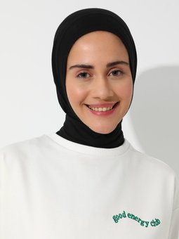 Pratik Fularlı Penye Siyah Şal