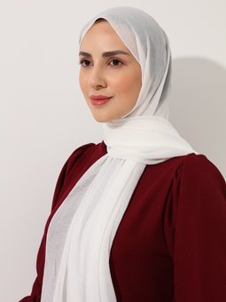 Şifon Dokulu İnci Beyazı Şal