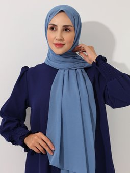 Şifon Dokulu Mavi Şal