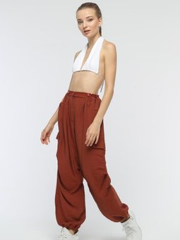 Kahverengi Kargo Cepli Lastikli Spor Kahve Pantolon