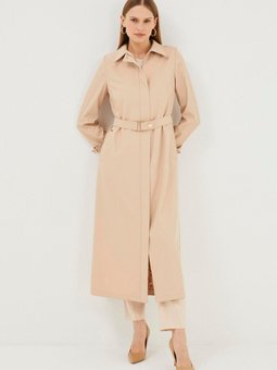 Gömlek Yaka Kemer Detaylı Taş Trençkot 13465