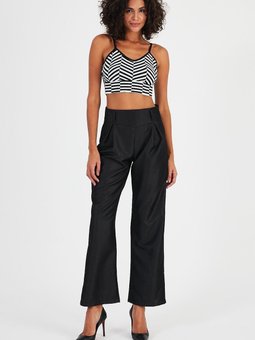 Antrasit Yüksek Bel Geniş Paça Pantolon