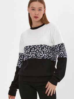 Beyaz Leopar Desenli Sweatshirt