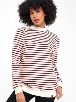 Bordo Bisiklet Yaka Çizgili Sweatshirt