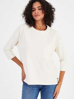 Ekru Cep Detaylı Sweatshirt