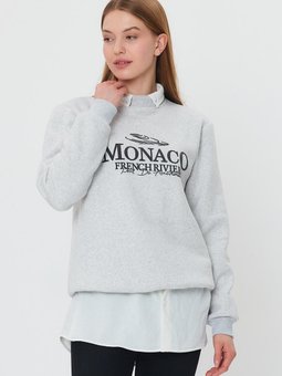 Gri İçi Polarlı Baskı Detaylı Sweatshırt