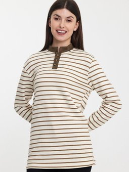 Kahverengi Düğmeli Sweatshirt