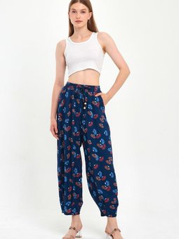 Lacivert Cepli Şalvar Pantolon