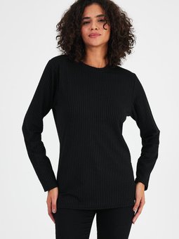 Siyah Bisiklet Yaka Salaş İnce Sweatshırt