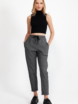 Siyah Gri Duble Paça Comfort Fit Pantolon