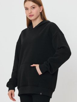 Siyah Kangru Cepli Kapişonlu Sweatshirt