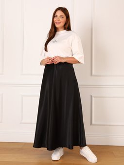 Büyük Beden Saten Siyah Etek