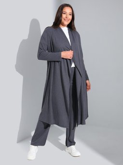 Dökümlü Salaş Büyük Beden Kaşkorse Hırka Antrasit