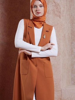 Broş Detaylı Yelek 44658