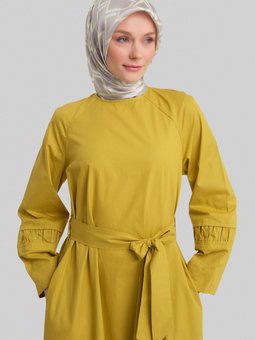 Büzgü Detaylı Elbise 24y9825 Safran