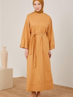 Gabardin Kuşaklı Spor Elbise 23y9606 Camel