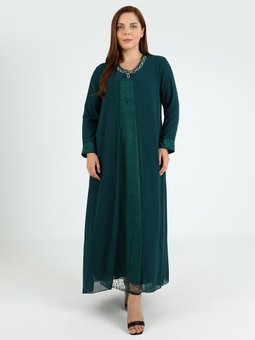 Büyük Beden Yeşil Abiye Elbise