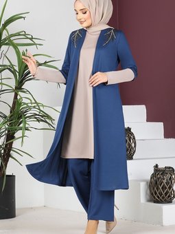 Aplike Taşlı Tunik Pantolon Takım 2668