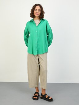 Arkası Uzun Düğmeli Oxford Koyu Yeşil Tunik