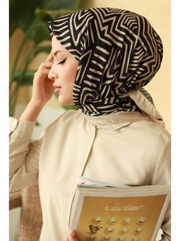 Tuva Desen Soft Siyah Eşarp