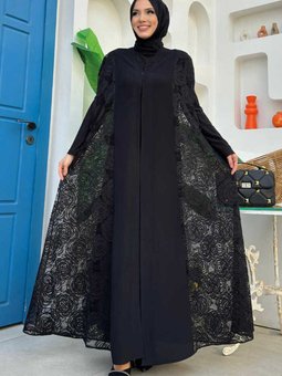 Dantel Abaya 7884 Siyah