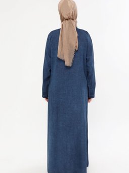 Otantik Fermuarlı Ferace Yazlık Tril Pamuklu Ürün İndigo
