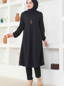 Kolye Detaylı Tunik 2727 Lacivert